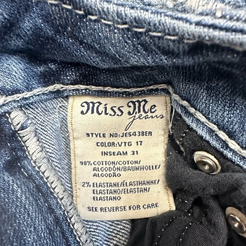 Miss Me Easy Boot Cut Blue Jeans Women’s 29 Embellished Pockets Denim Y2K